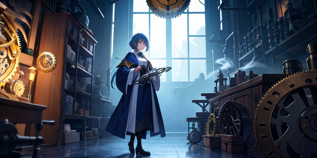 00270-3311980476-(Close-up_1.2), 1girl, solo, standing inside a fantasy clock tower, blue hair, white eyes, magician robes outfit, intricate back.png